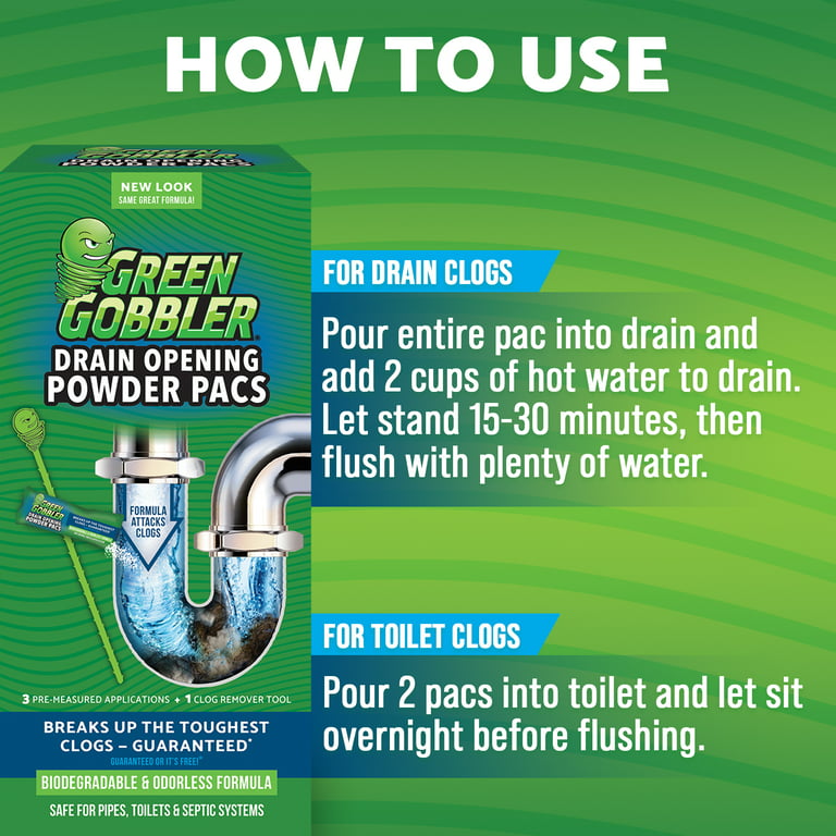 Green Gobbler POWDER PLUNGER Toilet Bowl Clog Remover | Toilet Clog  Eliminator | Toilet Plunger - 2 Pack