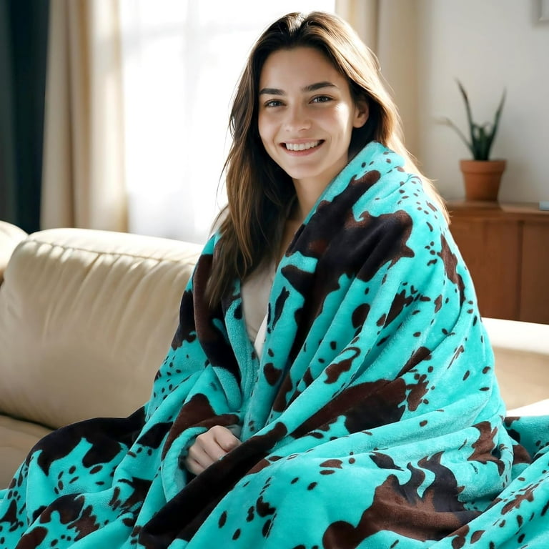 Teal Throw Blanket Fleece Blanket for Couch Bed Turquoise Luxury