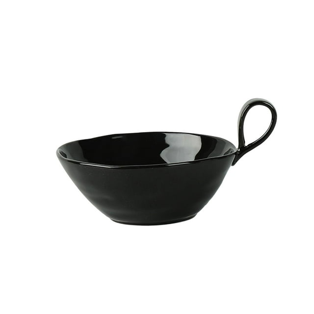 Mixing Bowl Decorative Serving Bowl with Handle Multipurpose Cereal Bowl Dessert black