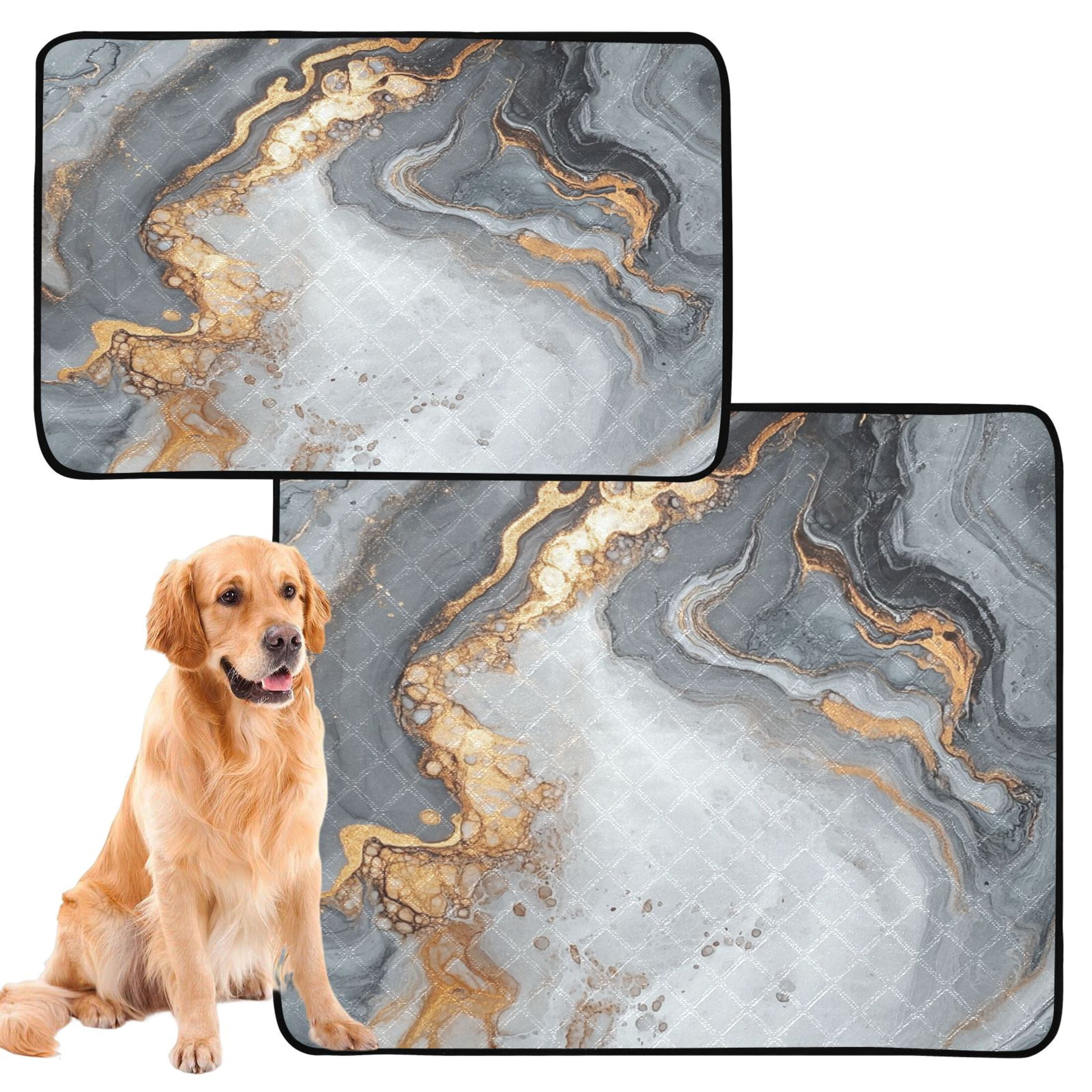 Qxltty Gray Gilt Patterns Cat litter Pads Pet Set of 3 Diaper Mats Center Anti-leakage Layer Absorbent Soft and Comfortable