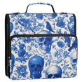 thumbnail image 2 of Haosy 3 Ring Zipper Binder with Shoulder Strap Waterproof Trapper Keeper 2 Inch D-Ring 500 Sheets Capacity, Blue Skull Bird Flower, 2 of 8