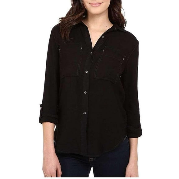 Calvin Klein Women's Airflow Utility Shirt, Black,M - US