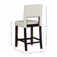 thumbnail image 3 of Linon Jevon 24" Indoor Wood Counter Stool, White Faux Leather, 3 of 12