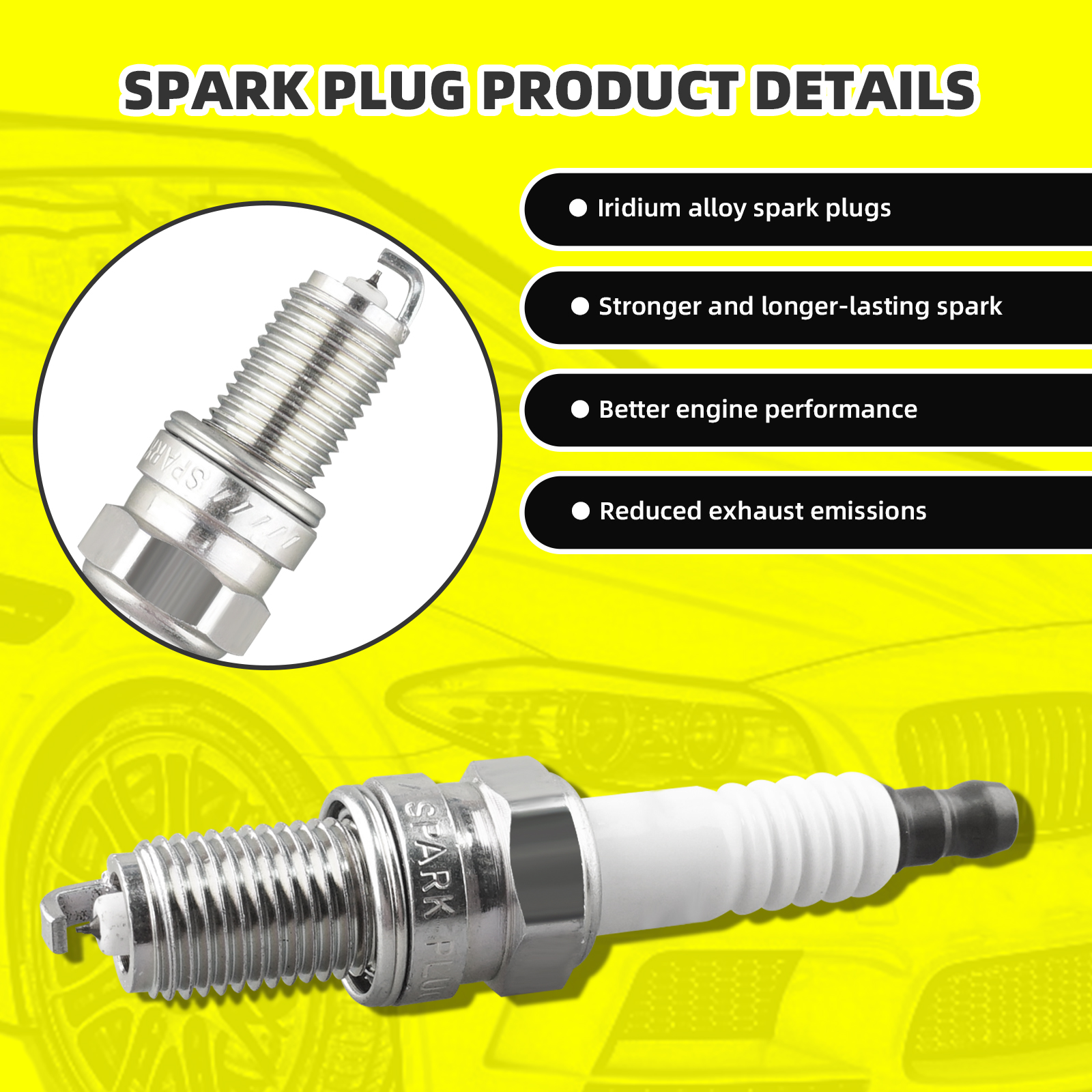 MOAUTO Set of 4 Ignition Coils Pack UF725 96983945 & 4 PCS Iridium Spark Plugs Compatible with Chevrolet 2013 2014 2015 Spark 1.2L L4