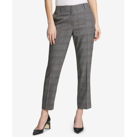DKNY Womens Essex Plaid Ankle Pants