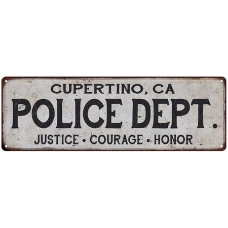 CUPERTINO, CA POLICE DEPT. Home Decor Metal Sign Gift 6x18