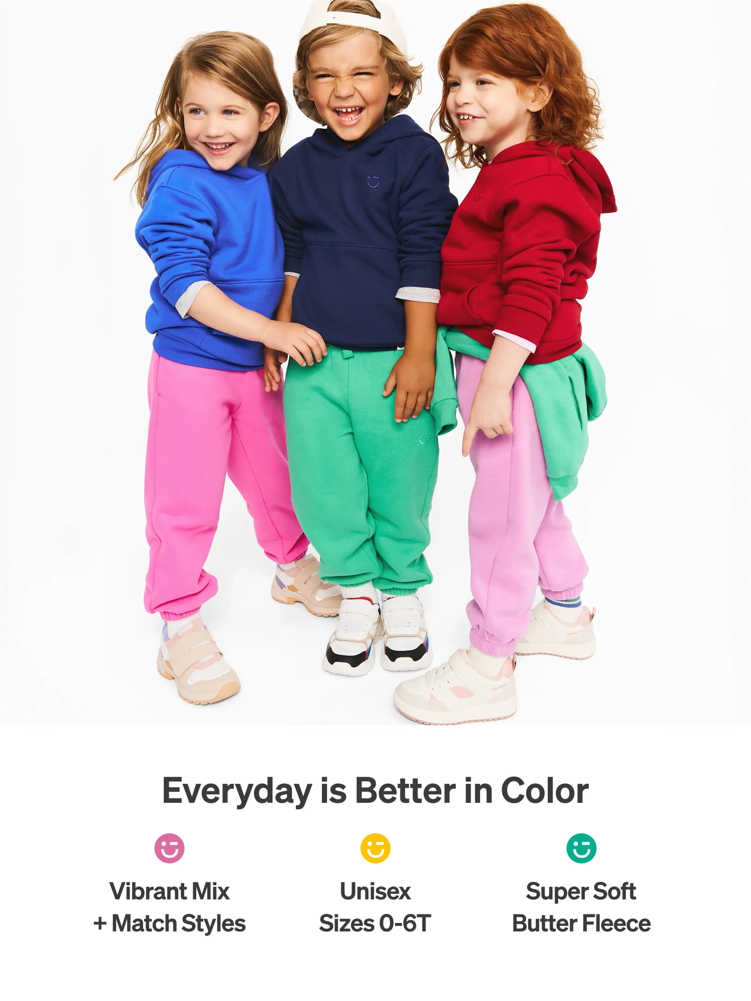 Color Mix by Garanimals Baby & Toddler Fleece Sweatpants, Sizes 0–6T