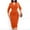 Orange, variant on Njoeus Women Business V Neck Bodycon Dress Lapel Long Sleeve Button Work Office Midi Pencil Dress S-3XL