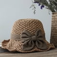 thumbnail image 4 of Elegant Woven Straw Sun Hat with Bow,2026 Women's Foldable Ruffle Wide Brim Straw Bucket Hat, Straw Sun Hats for Women Coffee, 4 of 7