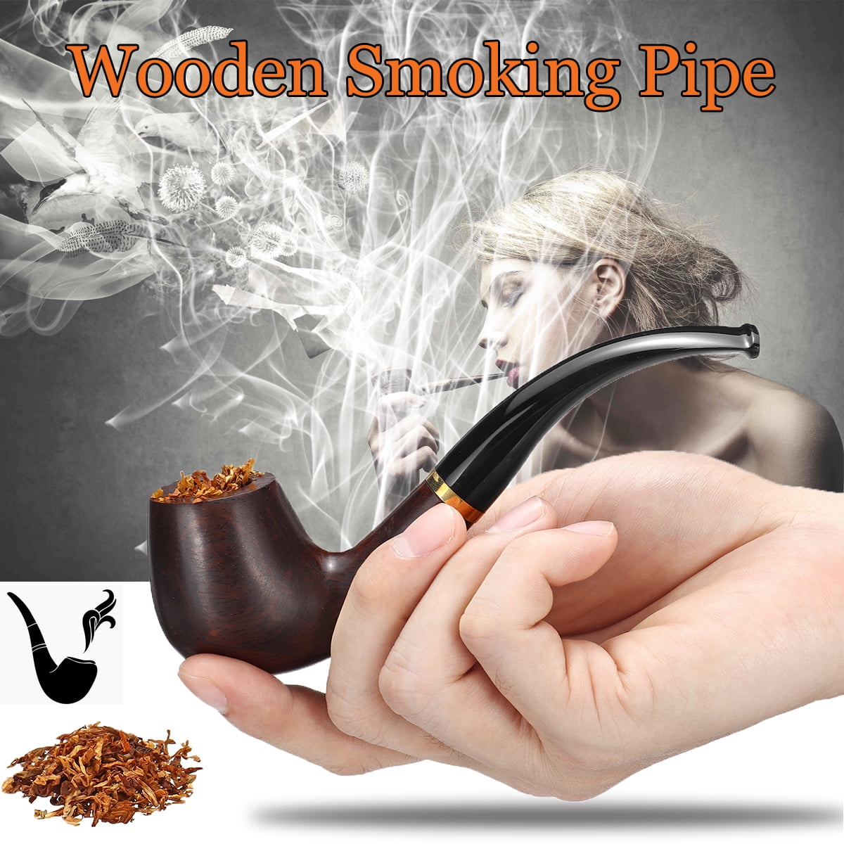 Durable Ebony Wooden Smoking Pipe Highended Tobacco Cigarettes Cigar