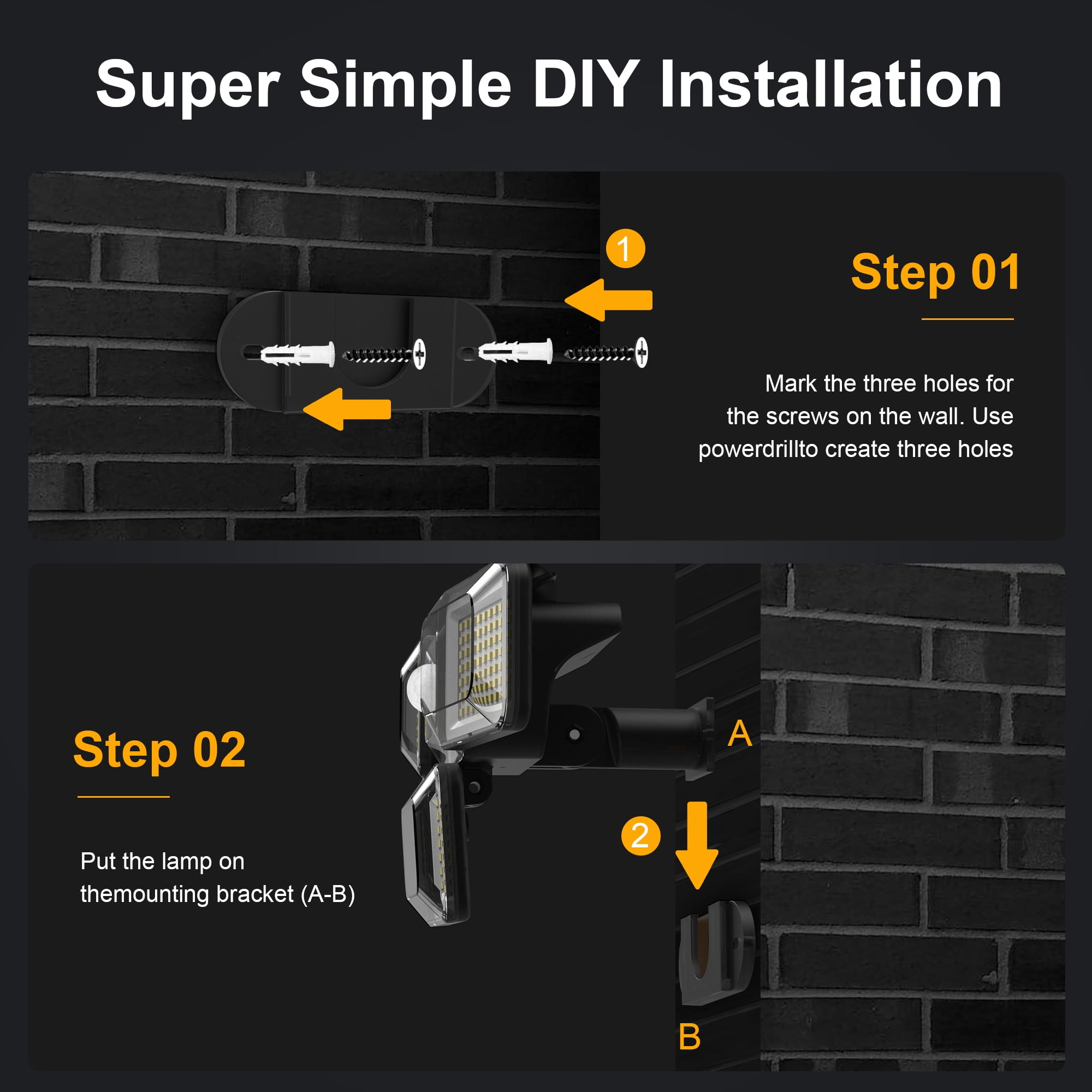 Qunler Solar Lights Outdoor, 304LED 2500LM Motion Sensor Security Lights with Remote Control, IP65 Waterproof Flood Wall Lights for Outside Garden Patio Yard Garage, 2Pack