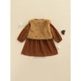 thumbnail image 4 of Seyurigaoka Kids Girls Solid Color Turn-Down Collar Long Sleeve Dress+ Flower Waistcoat, 4 of 8