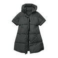 thumbnail image 5 of Aboser Womens Short Sleeve Puffer Vest Winter Midweight Long Jackets Zip Up Sleeveless Hooded Coat Warm Padded Quilted Jacket Outerwear with Pockets, 5 of 8