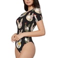 thumbnail image 2 of Naloa Flowe Rooster Women's Short-Sleeved Onesie, One-Piece Swimsuit for Parties, dates, clubs - Small, 2 of 9