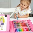 Wiher 208 Pcs Portable Drawing Art Kit, Kids Painting Supplies Set with Oil Pastels Crayons Colored Pencils Etc, Easy to Clean Safe Ingredients for Kids and Teenagers Birthday & Christmas Gift(Pink)