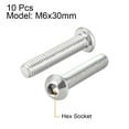 thumbnail image 2 of Uxcell M6 x 1.18'' Hex Socket Round Head Screw Fasteners Bolts 304 Stainless Steel  Silver Tone 10PCS, 2 of 3