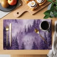 thumbnail image 2 of Purple Mountain Placemats Set of 4, Misty Forest Nature Woodland Pine Tree Landscape Placemats for Dining Table, Place Mats for Kitchen Tabletop, Waterproof Wipeable Dining Table Mats Set, 2 of 9