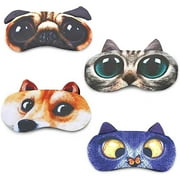 Sleep Mask for Kids Boys Girls Funny Blindfolds Soft Cute Animal Sleeping Masks with Adjustable Strap for Travel Naps Shift Works Games 4 Pack