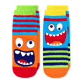 thumbnail image 4 of Jefferies Socks Boys Holiday Gnome Monster Stripe Fuzzy Slipper Socks 4 Pack, 4 of 6