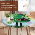 thumbnail image 5 of Round Table Cover 45-54 Inch St. Patrick's Day Waterproof Reusable Table Cloth Round Fitted Vinyl Tablecloth with Elastic Edged for Parties Outdoors, Green Shamrock Hat Ladybirds Daisy Rainbow, 5 of 6