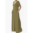thumbnail image 3 of TheMogan Women's S~3X Soft Jersey Oversized V-Neck Short Sleeve Maxi Dress W Pocket, 3 of 6