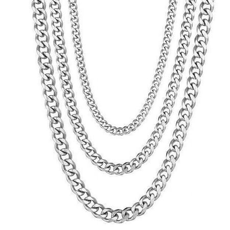 Cadenas Eslabon Cubano Collares De Acero Inoxidable Para Mujer Hombre Ninos