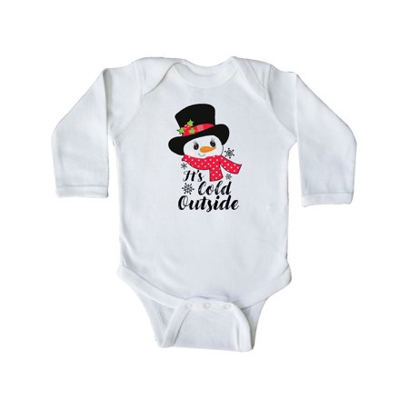 

Inktastic It s Cold Outside with Cute Snowman and Snowflakes Gift Baby Boy or Baby Girl Long Sleeve Bodysuit