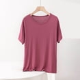 thumbnail image 5 of Jalioing Women's Summer Pajama Shirt Plus Size Comfy Basic Short Sleeve Crew Neck T Shirt Loose Plain Sleep Tee, 5 of 6