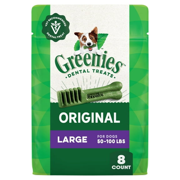 Greenies Original Large Natural Dental Care Dog Treats,12 oz Pack (8 Treats)