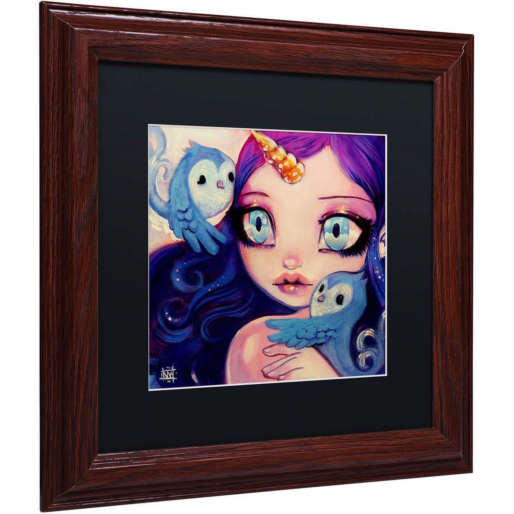 Trademark Fine Art "A Little Birdy Told Me" Canvas Art by Natasha Wescoat, Black Matte, Wood Frame