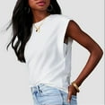 thumbnail image 6 of Shirts for Women Cap Sleeve For Summer Tank Top Basic Tee Loose Fit 2024 Fashion Loose Solid Vest With Capped Sleeves Plus Size Blouses Casual Tops White 2XL, 6 of 7