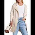 thumbnail image 1 of Abrigo Informal Cómodo de Lana con Solapa para Mujer, Chaqueta Informal de Moda, Abrigo , Ropa de Otoño e Invierno Crema L, 1 of 10