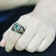 thumbnail image 2 of US Air Force Ring for Men and Women Unisex Stainless Steel Military Patriotic Ring in Black and Gold with Blue Aquamarine Stone Rock, 2 of 10