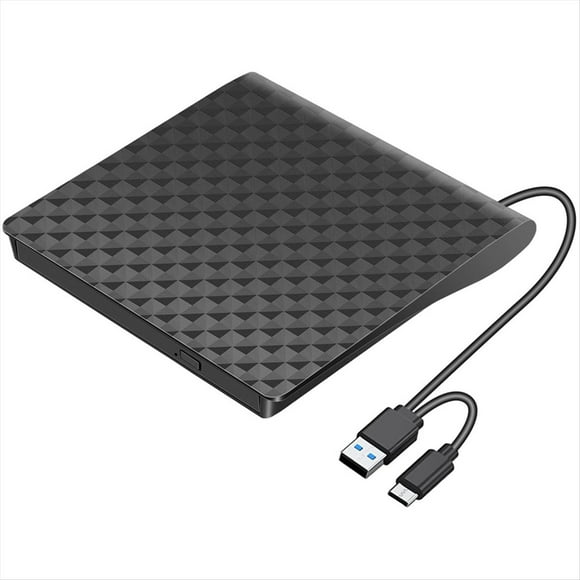 Reproductor de CD y DVD Externo USB 3.0 Tipo C, Lector de Unidad Óptica, Grabador de DVD y CD Portátil para Ordenador Portátil y de Escritorio.