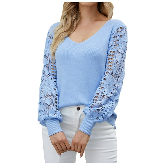 TIHLMK Women's Blouses Women Fashion Comfortable Solid Color Long Sleeves V-Neck Top Blouse Gifts for Women