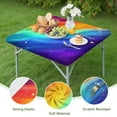 thumbnail image 4 of Rainbow Tie Dye Wave Pattern Square Fitted Tablecloth with Elastic Edge,Square Table Cover,Washable Elastic Table Cover for Home Kitchen Party Decor 34"x34", 4 of 6