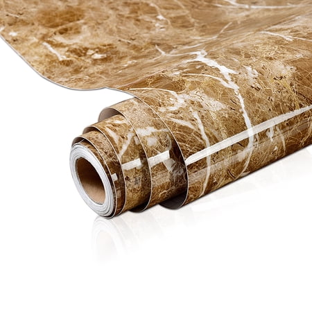 Yenhome Marble Wallpaper in Bathroom Cabinet Sticker 17.7"x200" Peel and Stick Wallpaper Counter Top Tile Brown Marble Contact Paper Removable Kitchen Wallpaper Waterproof Self Adhesive