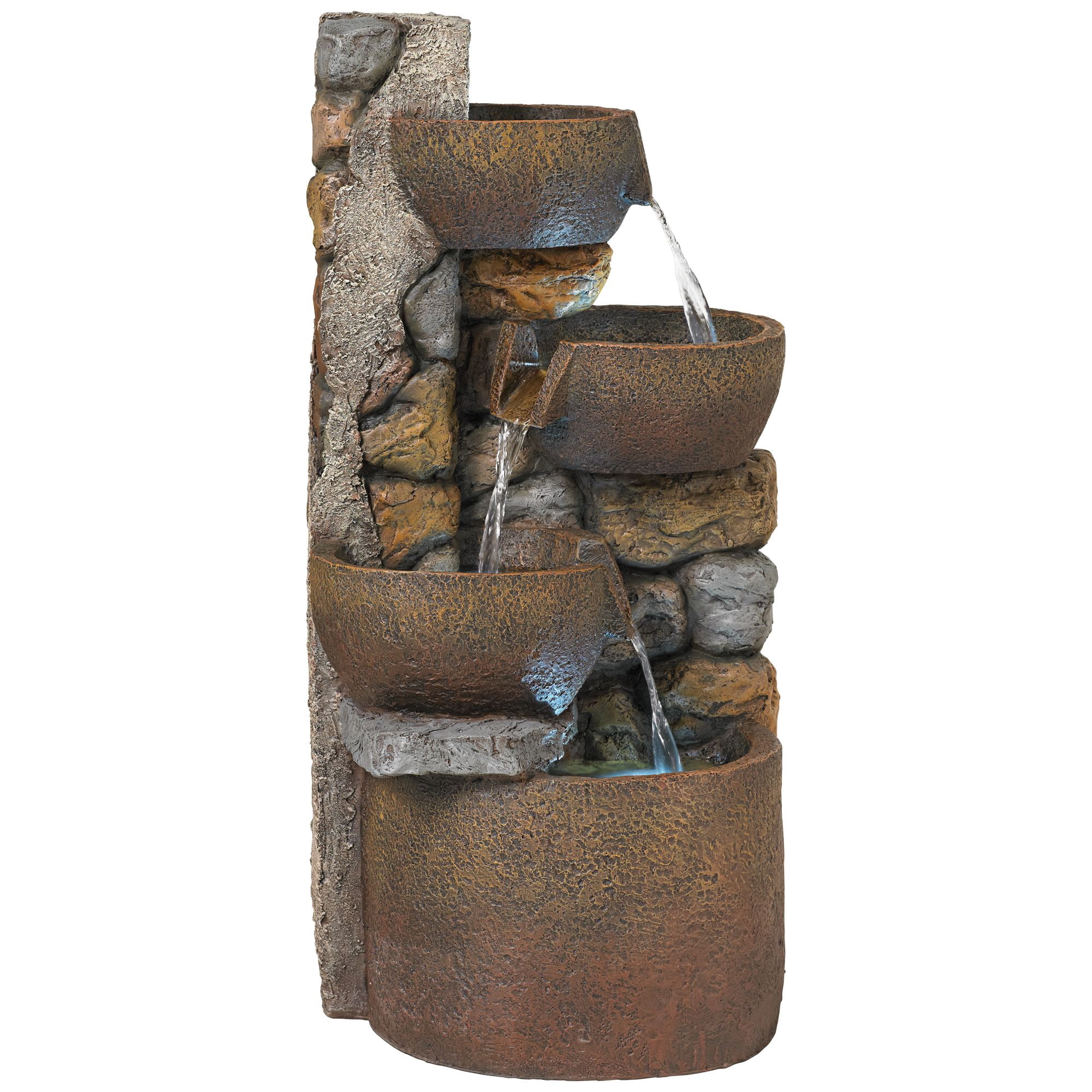 Ashmill Urn 29" High Large Rustic Indoor Outdoor Decor Faux Stone Floor Fountain with Light LED Outside Garden