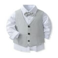thumbnail image 6 of Bullpiano Boys Gentleman Suit Set Formal Dress Shirt Tuxedo Ves Pants Bowtie 4pcs Boy Clothes Outfit Suit, 6 of 9