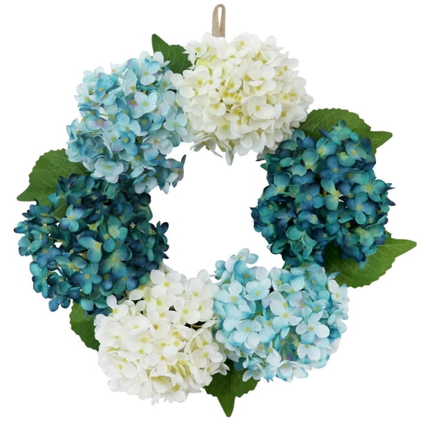 Guirnalda de flores artificiales de hortensias estilo europeo, azul y blanco Azul+Blanco