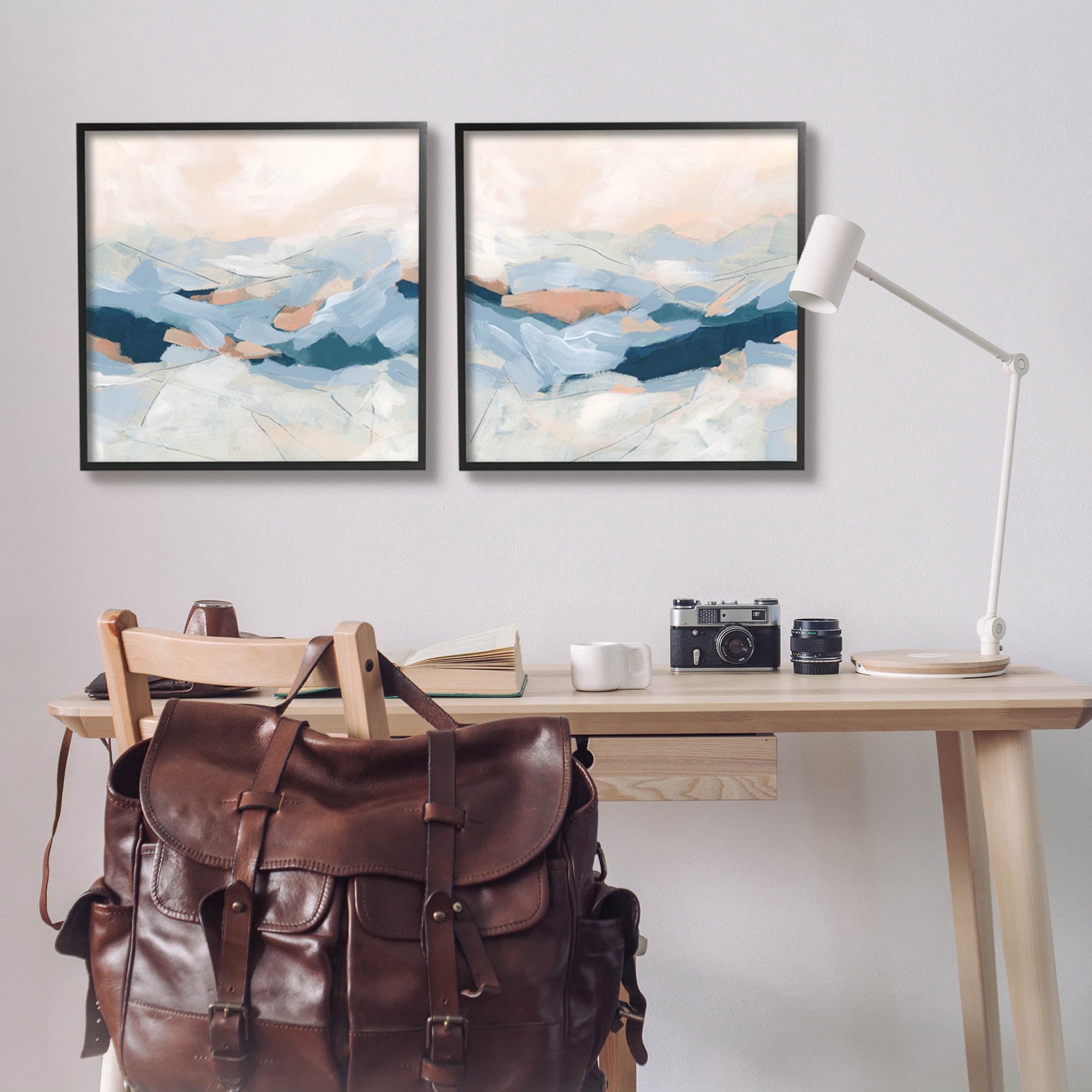 Stupell Industries Abstract Mountain Peaks Scenery Painting Black Framed Art Print Wall Art, Set of 2, Design by June Erica Vess