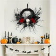 thumbnail image 4 of Adeeing Halloween Wreath 20 Inch Artificial Halloween Skull Wreath Decoration with Roses, Branches for Front Door Home Door Wall, 4 of 9
