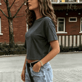 thumbnail image 5 of Dwellite Workout Crop Tops Oversized Tshirts for Women Drop Shoulder Crewneck Short Sleeve Shirts 2026 Dark Gray S, 5 of 7
