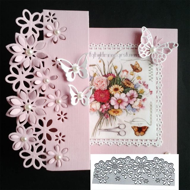 Moldes de corte metálicos DDeehs de flores, borde y hojas para scrapbooking