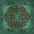 thumbnail image 1 of Ahgly Company Machine Washable Indoor Square Medallion Turquoise Blue Traditional Area Rugs, 8' Square, 1 of 4