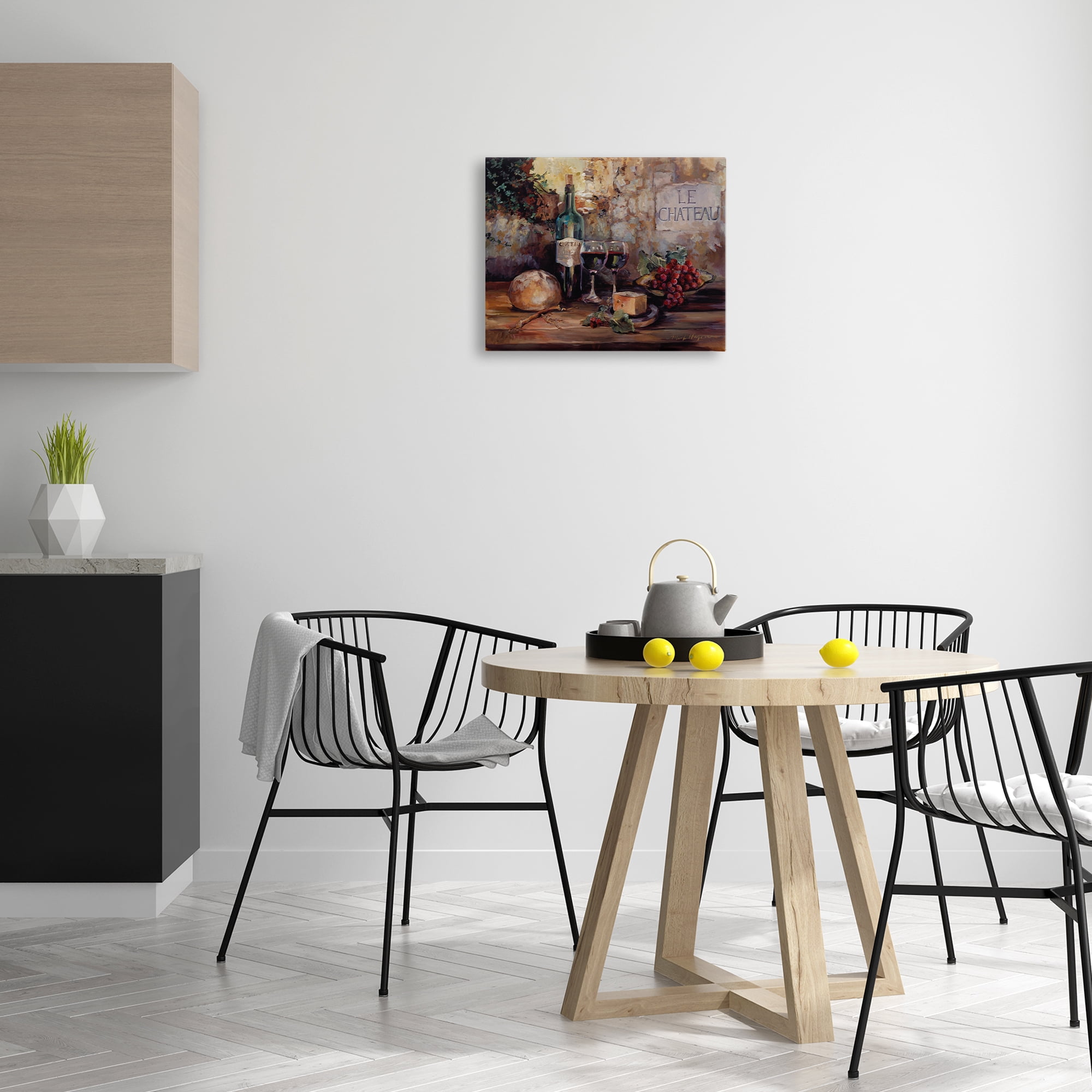 Stupell Industries Parisian Wine and Cheese Food & Beverage Painting Wrapped Canvas Art Print Wall Art, 20 x 16
