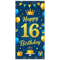 thumbnail image 1 of Gold Crown Banner Decorative Stars Blue Theme for Teen Celebration Milestone Party, 1 of 5