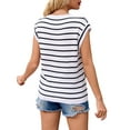 thumbnail image 5 of Sociala Womens Wider Straps Sweater Tops Strip Knit Sweater Tanks, 5 of 6