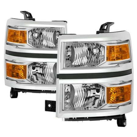 For 14-15 Chevy Silverado 1500 (w/o HD Model) TD Crystal Headlights (Chrome)