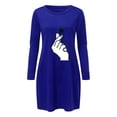 thumbnail image 2 of Robe Longue à Manches Longues pour Femmes, Imprimée, avec Poches, Décontractée, Ample, 2 of 8